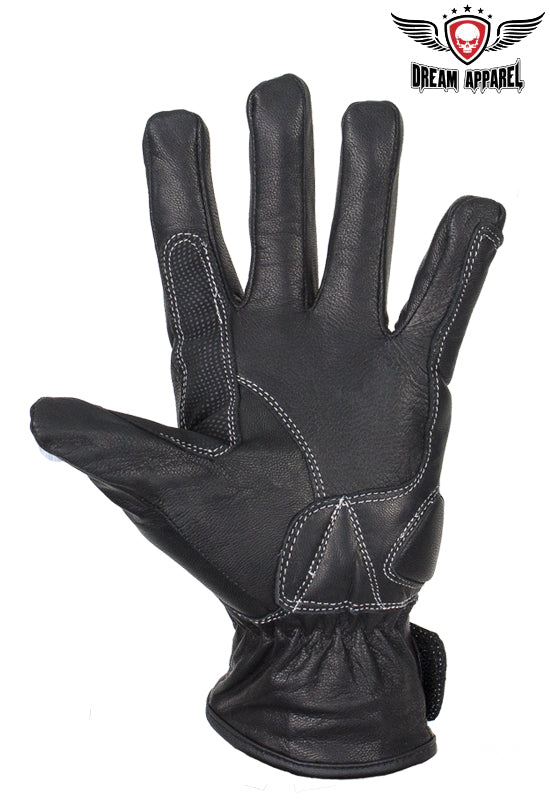 Dream Apparel Full Finger Leather Carbon Fiber Shell Over knuckles Motorcycle Riding Gloves