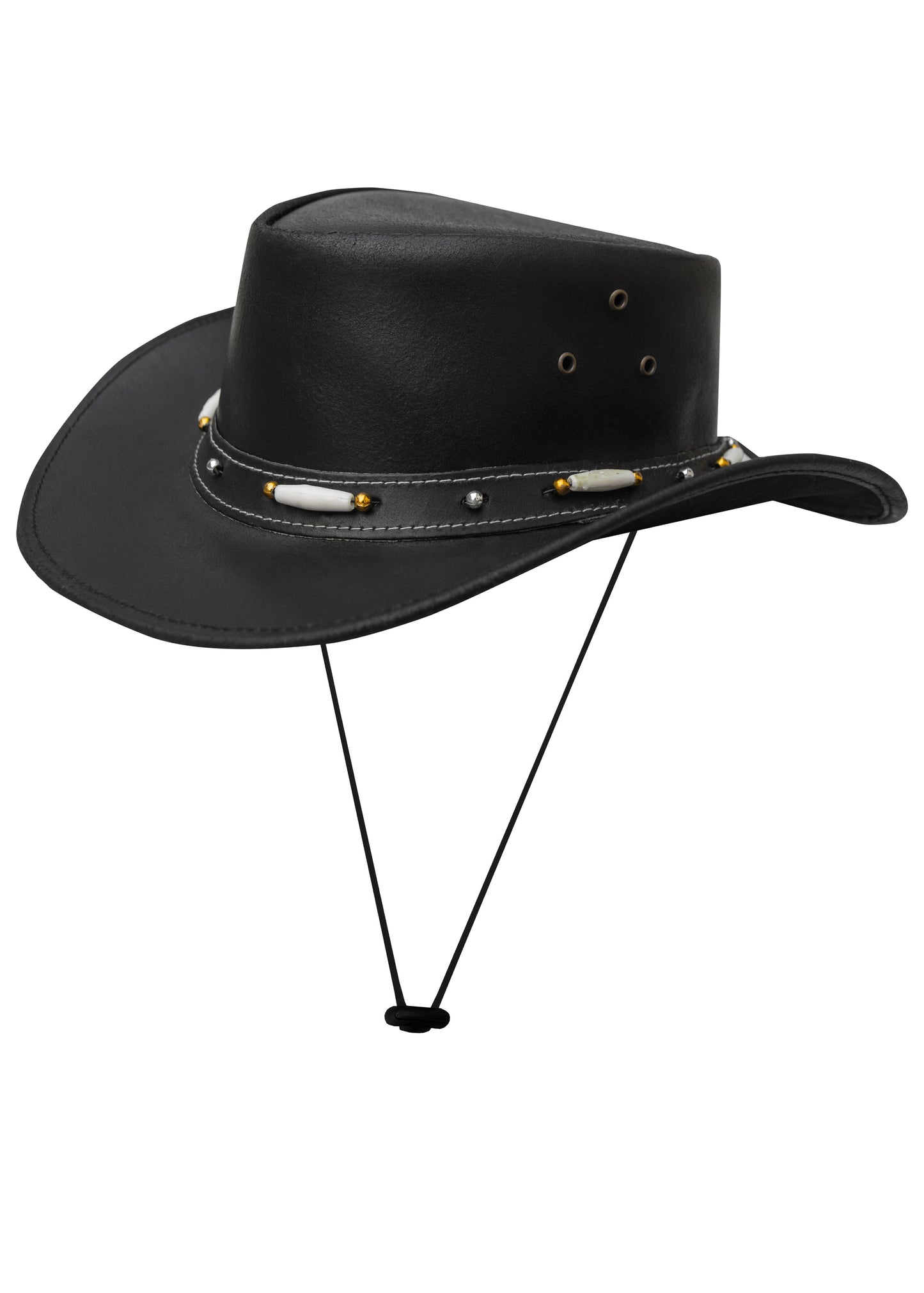 Dream Apparel Men's Black Premium Leather Western Cowboy Hat for Halloween Deadman