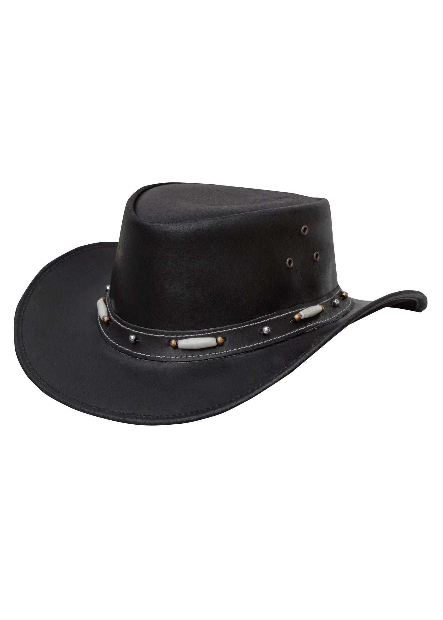 Dream Apparel Men's Black Premium Leather Western Cowboy Hat for Halloween Deadman