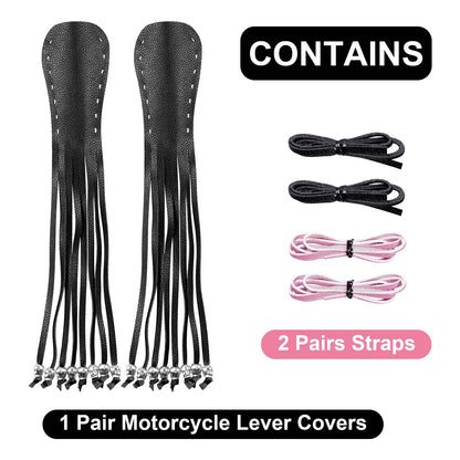 Dream Apparel Heavy Duty Motorcycle Skull Fringed Premium Black Pink Brake Clutch Lever Cover