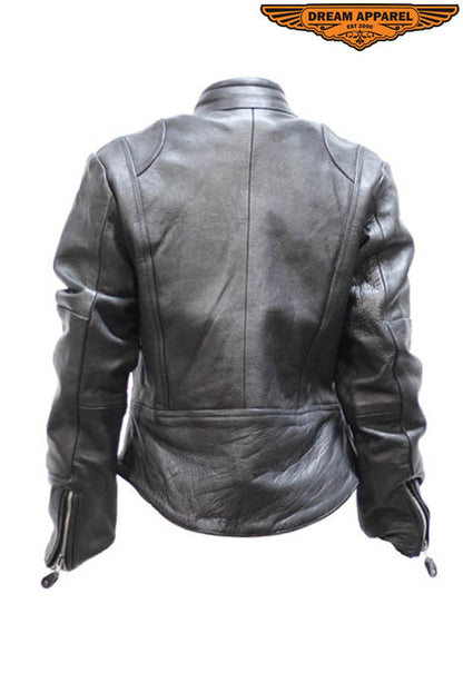 Womens Leather Jacket With Multiple Pockets