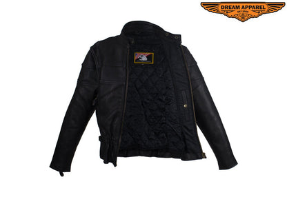 Womens Racer Motorcycle Leather Jacket