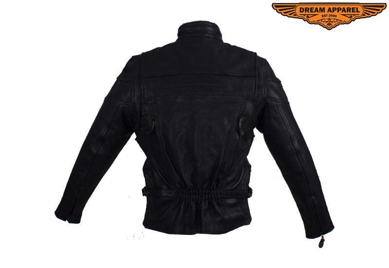 Womens Racer Motorcycle Leather Jacket