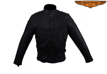 Womens Racer Jacket With Gathere Waist