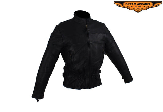 Womens Racer Jacket With Gathere Waist