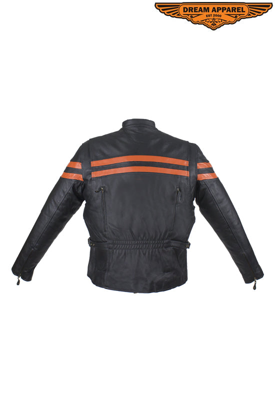 Womens Motorcycle Jacket With Orange Stripes