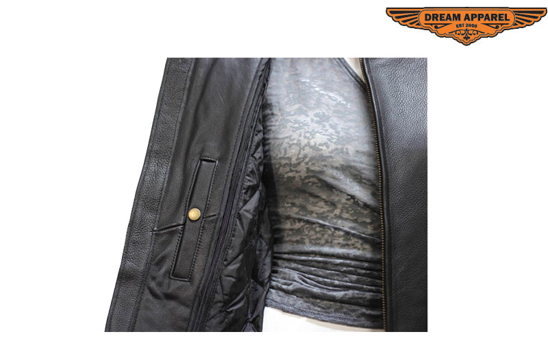 Women's Cowhide Leather Motorcycle Jacket With Flames