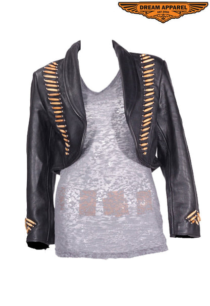 Womens Bolero Jacket With Bones & Studs