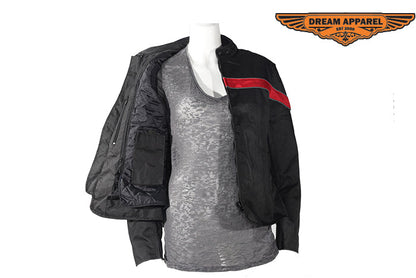 Womens Red Stripe Textile Jacket