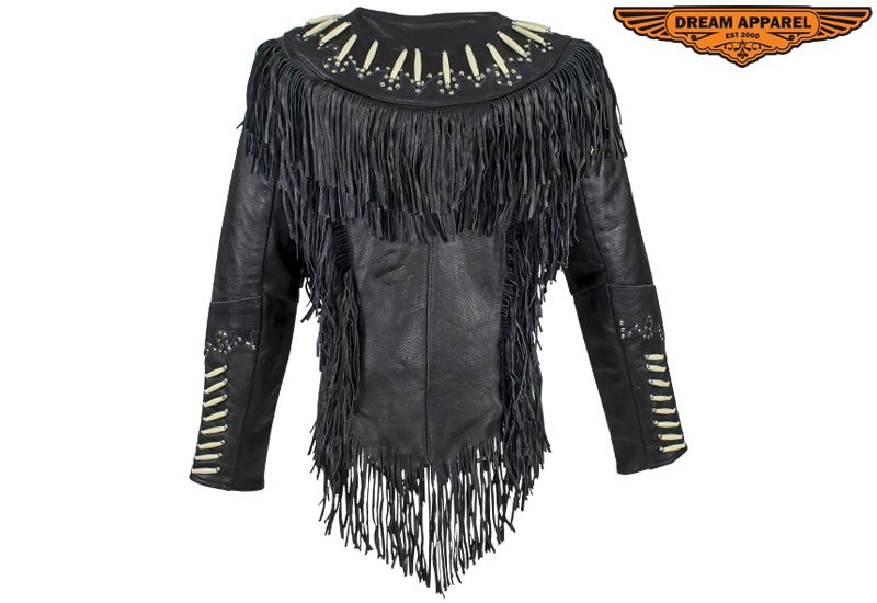 Women’s Shortened Western Style Leather Motorcycle Jacket