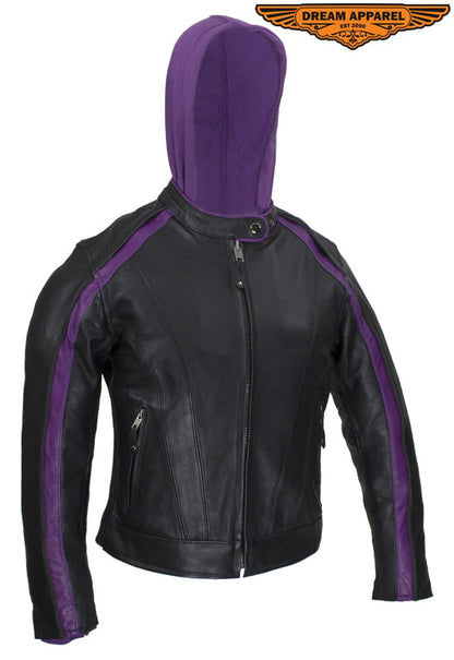 Women's Naked Cowhide Jacket with Purple Jacket