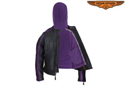 Women's Naked Cowhide Jacket with Purple Jacket