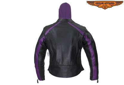 Women's Naked Cowhide Jacket with Purple Jacket