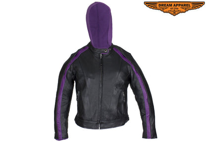 Women's Naked Cowhide Jacket with Purple Jacket