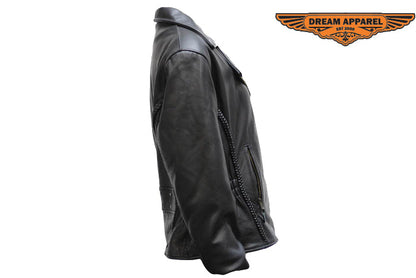 Womens Leather Jacket With Snap Down Collar