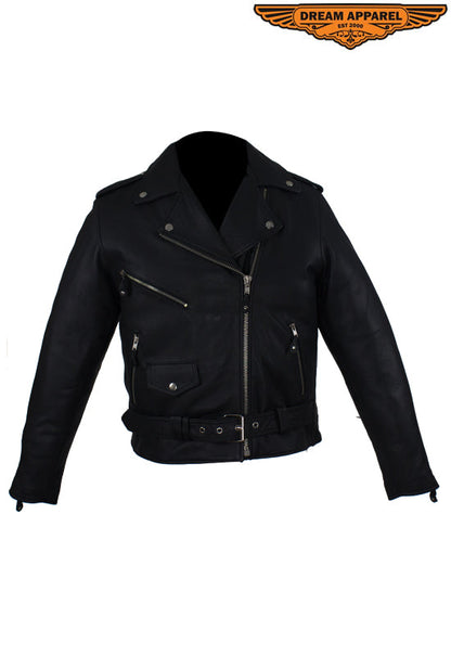 Womens Motorcycle Jacket With Half Belt