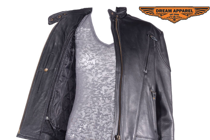 Women Naked Cowhide Racer Vented Jacket