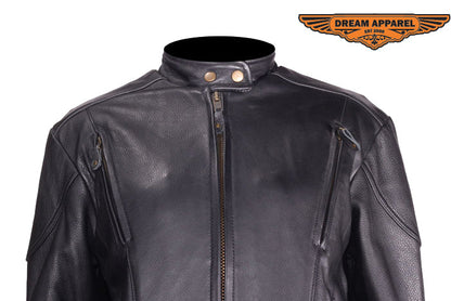 Women Heavy Duty Soft Leather Vented Racer Jacket