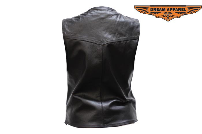 Womens Soft Touch Leather Classic Style Vest