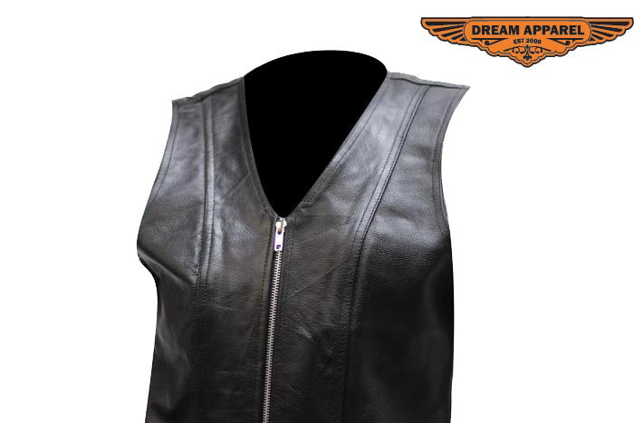 Womens Soft Touch Leather Classic Style Vest