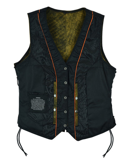 Womens Longer Cut Rub-Off Brown Leather Motorcycle Vest