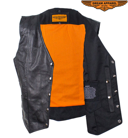 Womens Classic Motorcycle Vest With Snaps