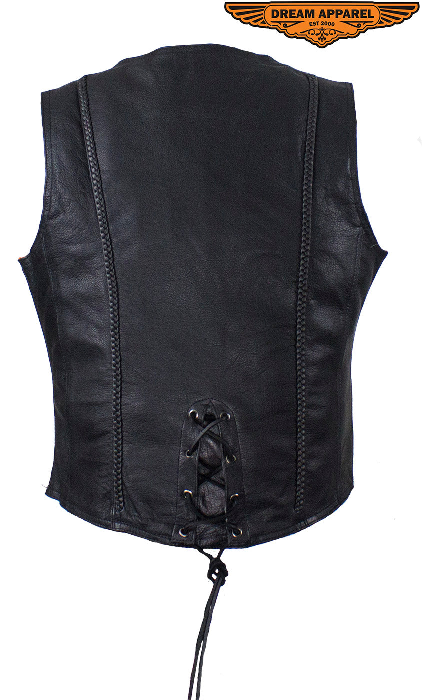 Womens Motorcycle Vest With Stylish Braid