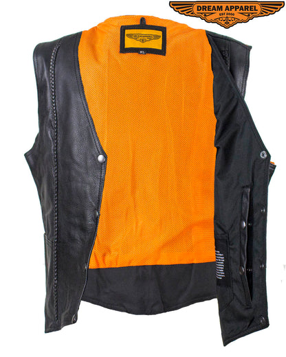 Womens Motorcycle Vest With Stylish Braid