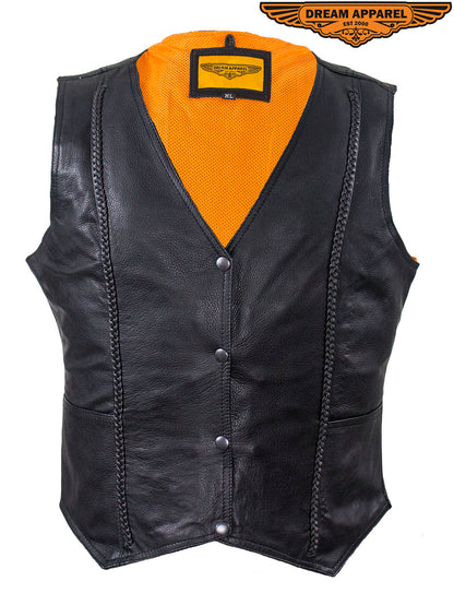 Womens Motorcycle Vest With Stylish Braid