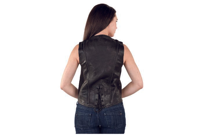 Womens Leather Vest With Braid