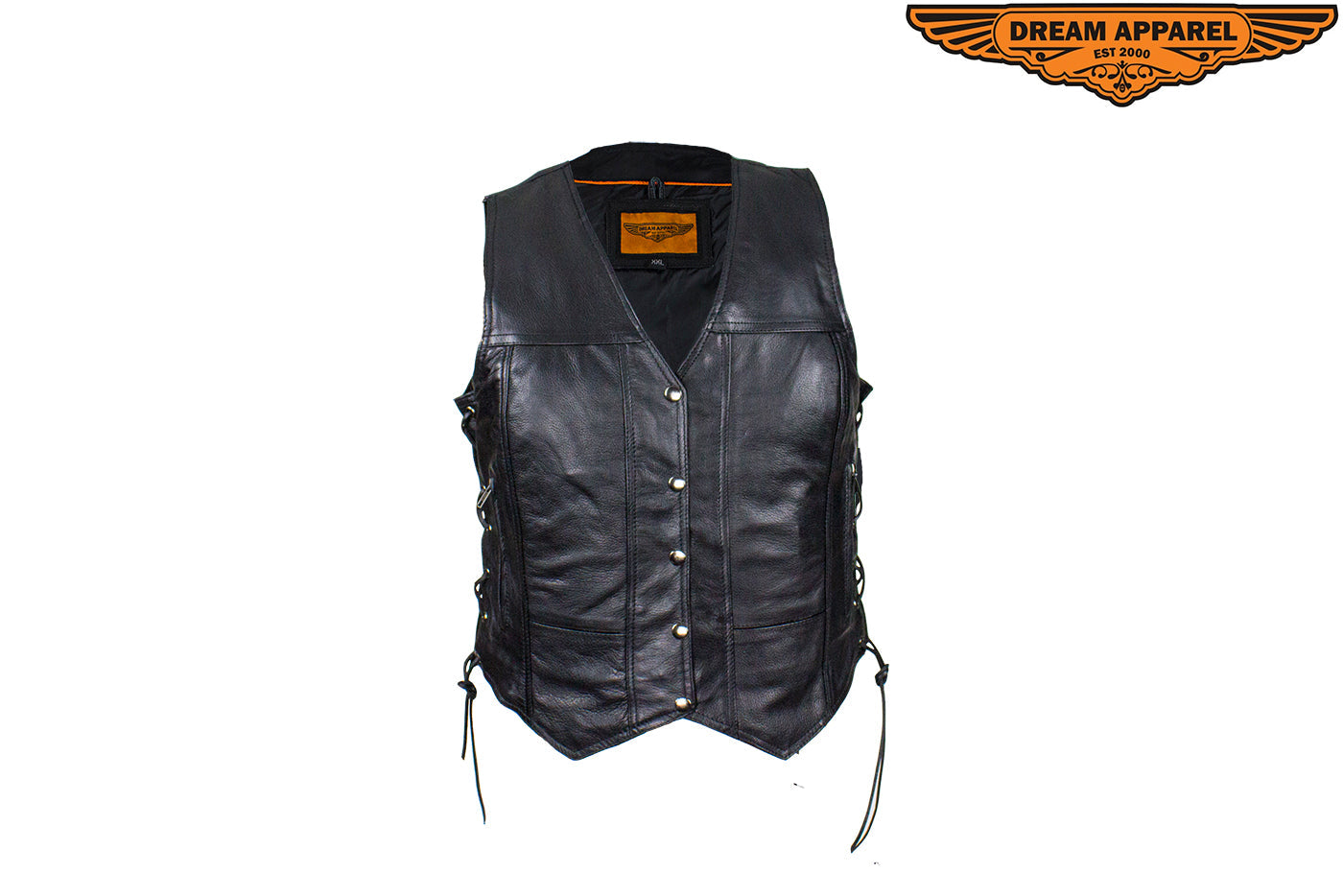 Dream Apparel Black Conceal Carry Pocket Vest with Small Studded Pink Eagle