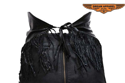 Womens Motorcycle Dark Brown Leather Vest