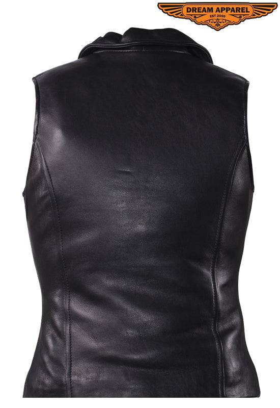 Women Plain Vest With Classic Style Collar