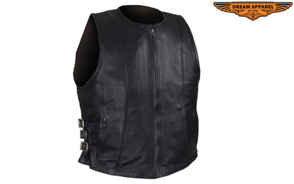 Women's Naked Cowhide Leather Motorcycle Vest