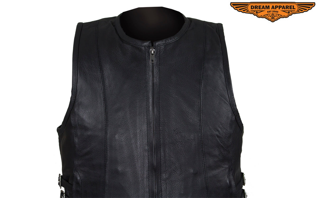 Women's Naked Cowhide Leather Motorcycle Vest