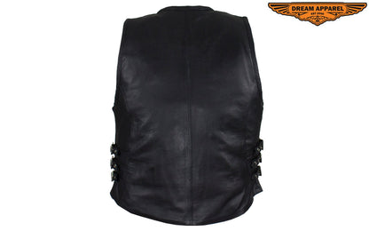 Women's Naked Cowhide Leather Motorcycle Vest