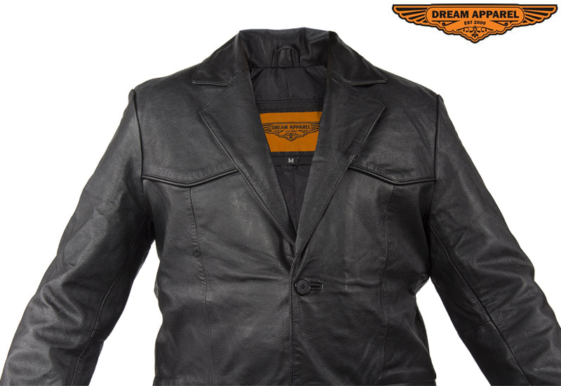 Mens Soft Naked Cowhide Leather Blazer