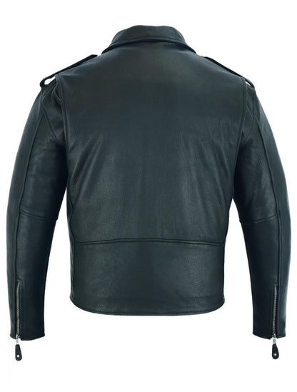 Classic Motorcycle Jacket with Quilted Lining Premium Cowhide Leather