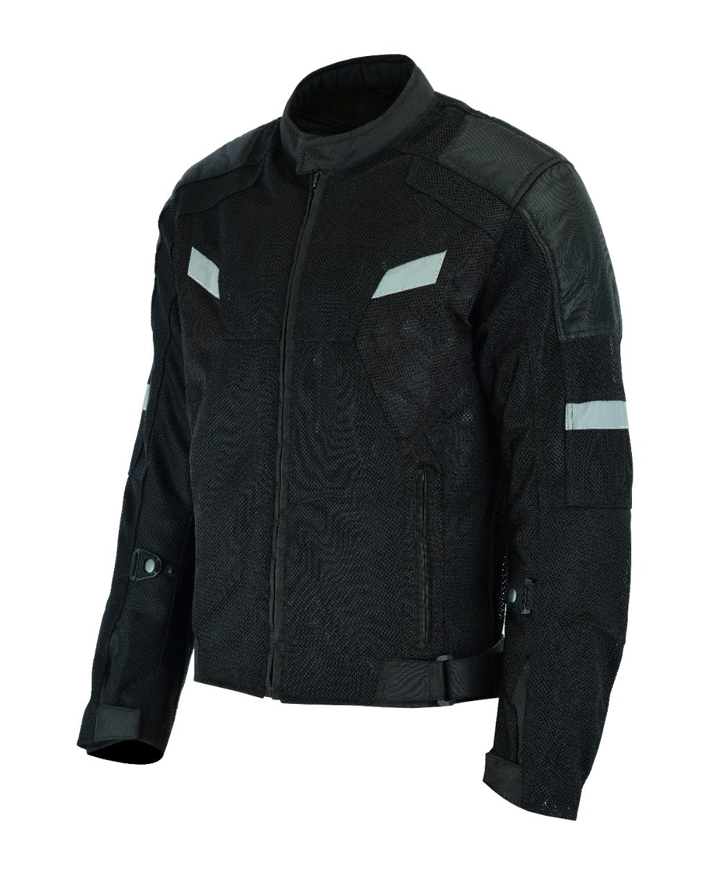 Mens Motorcycle Perforated Textile Reflective Mesh Riding 3 Season Jacket with armors