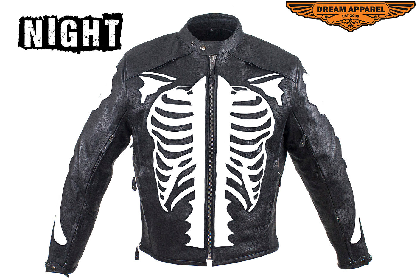 Mens Reflective Skeleton Motorcycle Jacket