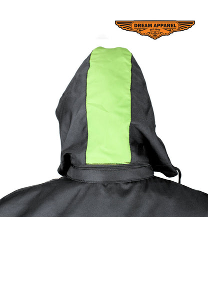 Men's Textile Racer Jacket W/ Hood - Black/Fluorescent