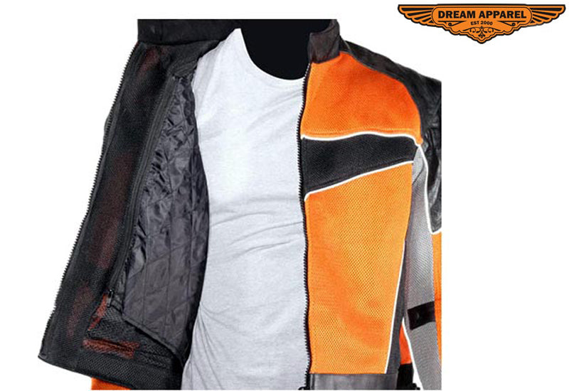 Mens Mesh and Nylon Leather Motorcycle Jacket