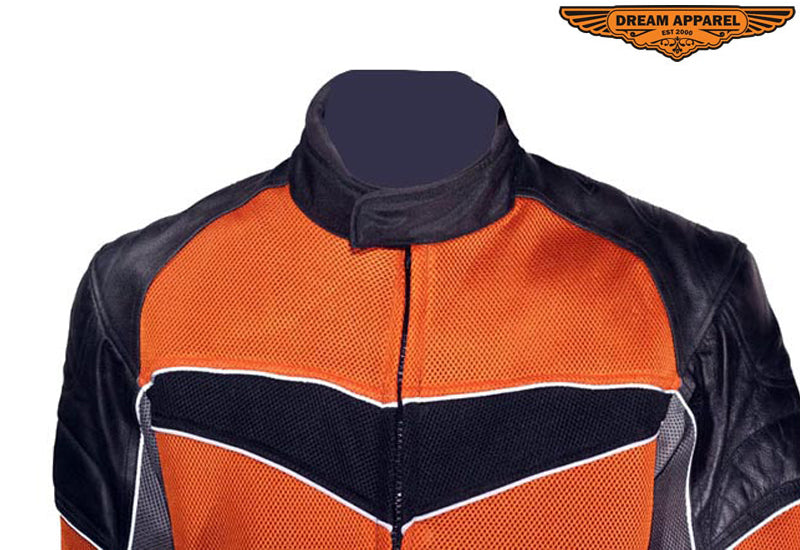 Mens Mesh and Nylon Leather Motorcycle Jacket