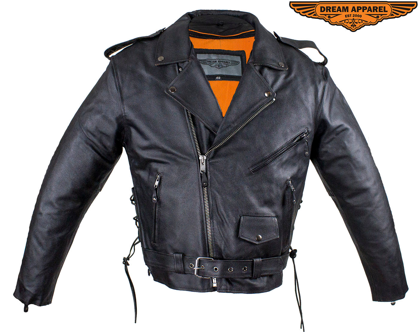 Mens Leather Motorcycle Jacket With Eagle