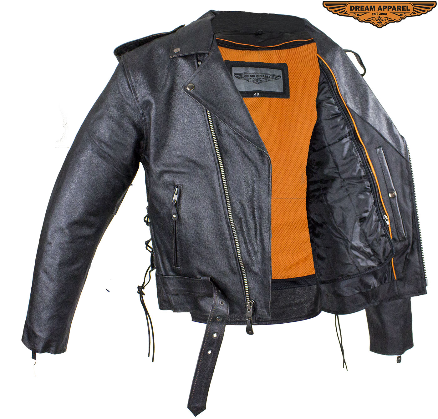 Mens Leather Motorcycle Jacket With Eagle