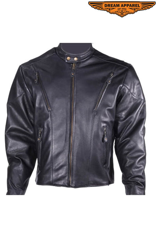 Mens Leather Racer Style Jacket