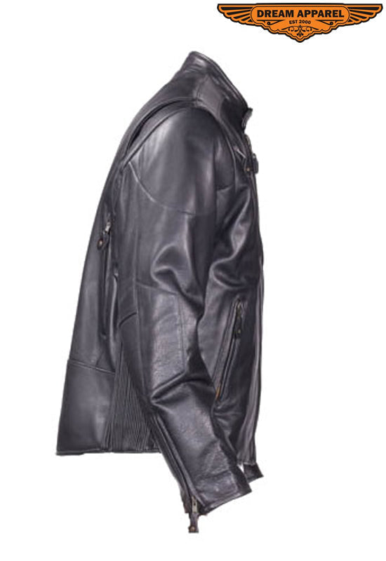 Mens Leather Racer Style Jacket