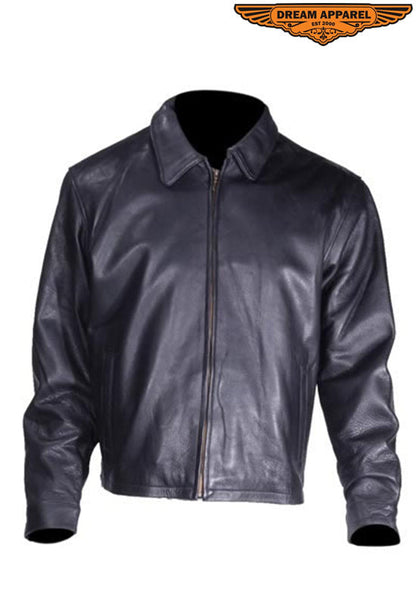 Mens Leather Fashion Jacket With Zippers on Sides