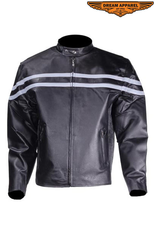 Mens Racer Jacket With Silver Racing Stripes