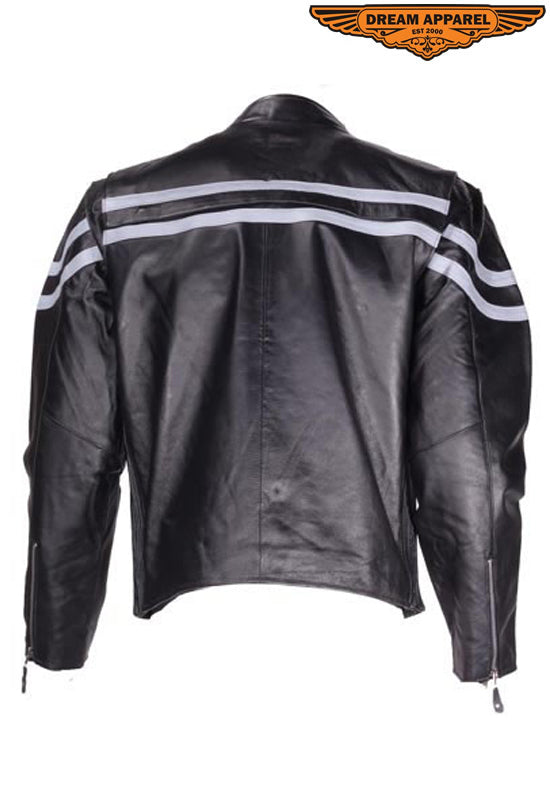 Mens Racer Jacket With Silver Racing Stripes